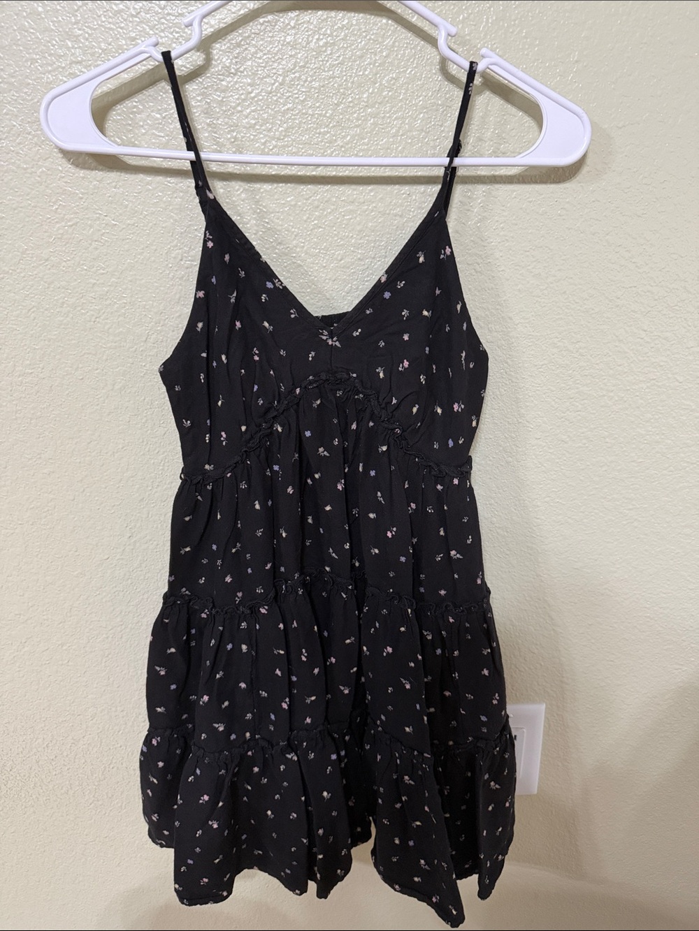 American Eagle Outfitters Black Mini Dress with Pink Floral Print